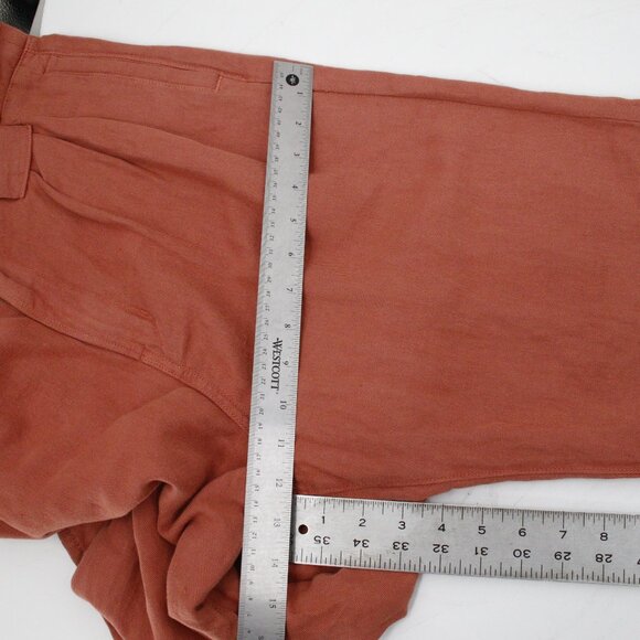NWT Veronica Beard Pants Womens 10 Mocha Karter Linen Cotton High Rise Straight - Picture 9 of 16